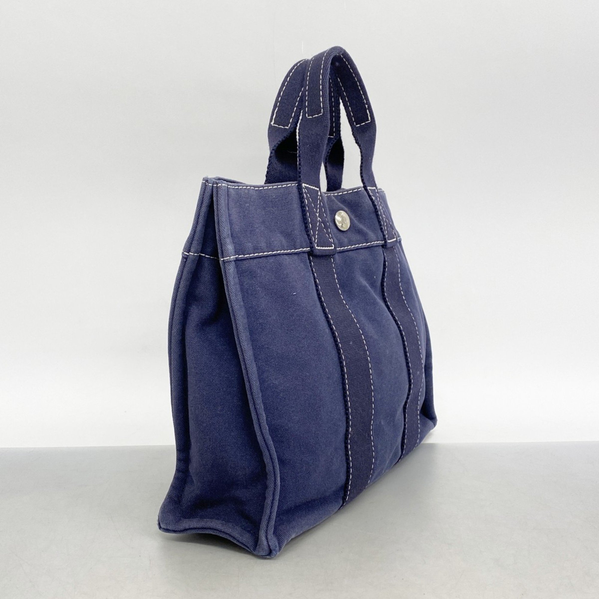 Hermes Tote Bag Deauville PM Canvas Navy Women's