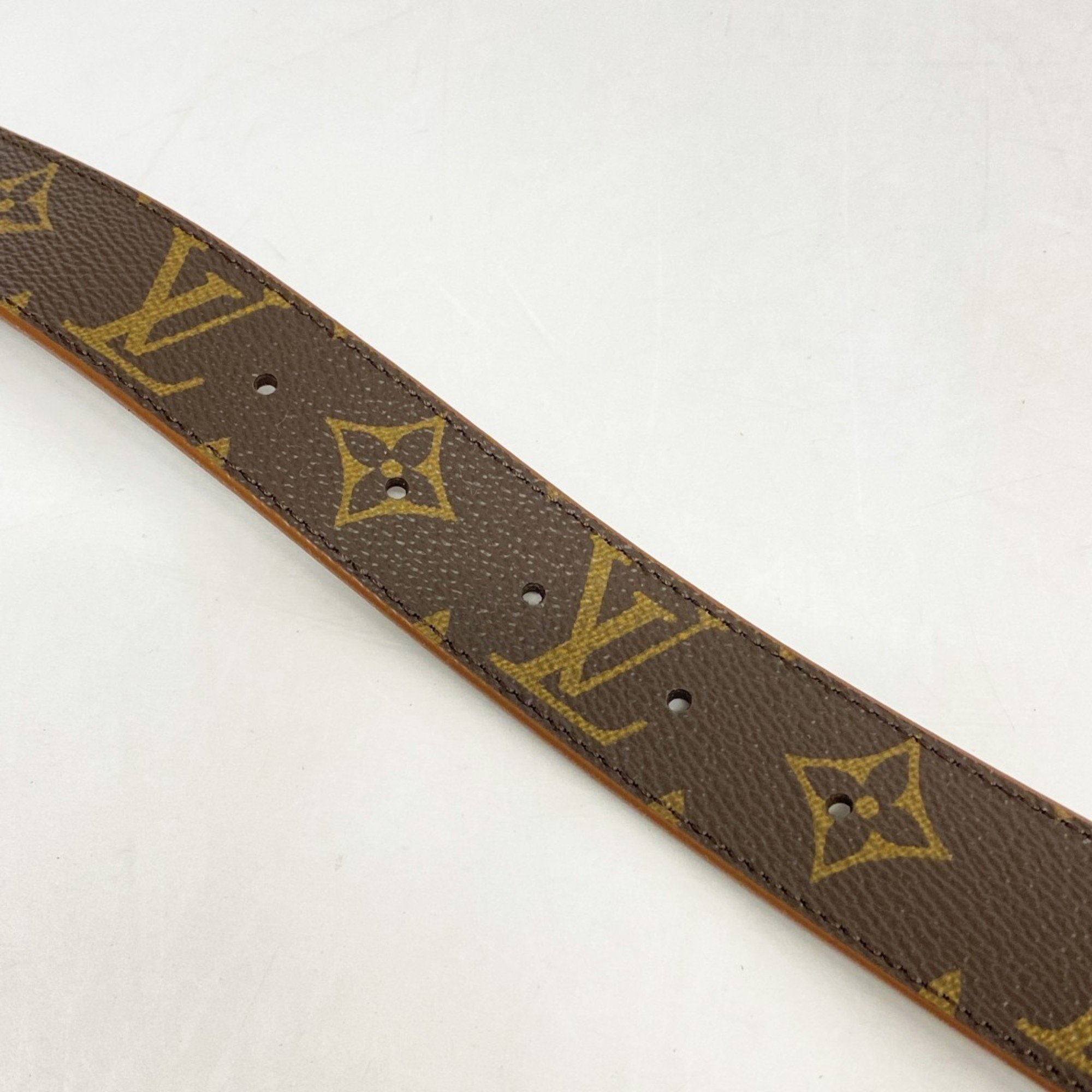 Louis Vuitton Belt Monogram Santur LV Initial M0140 Brown Beige Women's