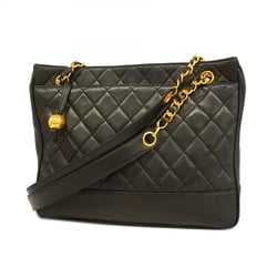 Chanel Shoulder Bag Matelasse Lambskin Black Women's