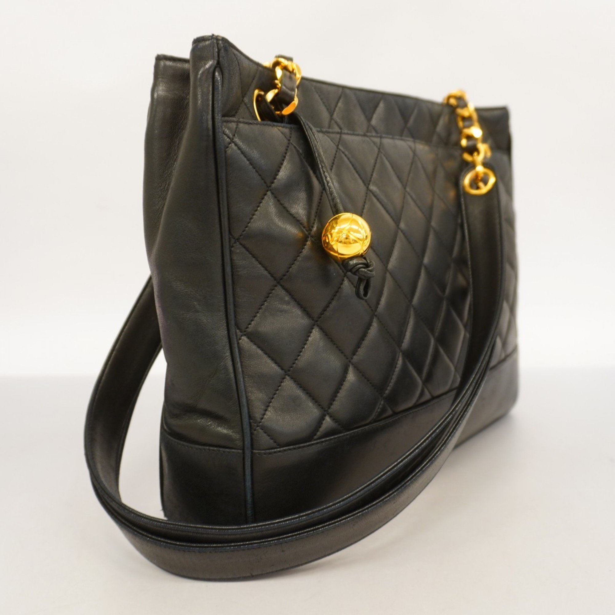 Chanel Shoulder Bag Matelasse Lambskin Black Women's