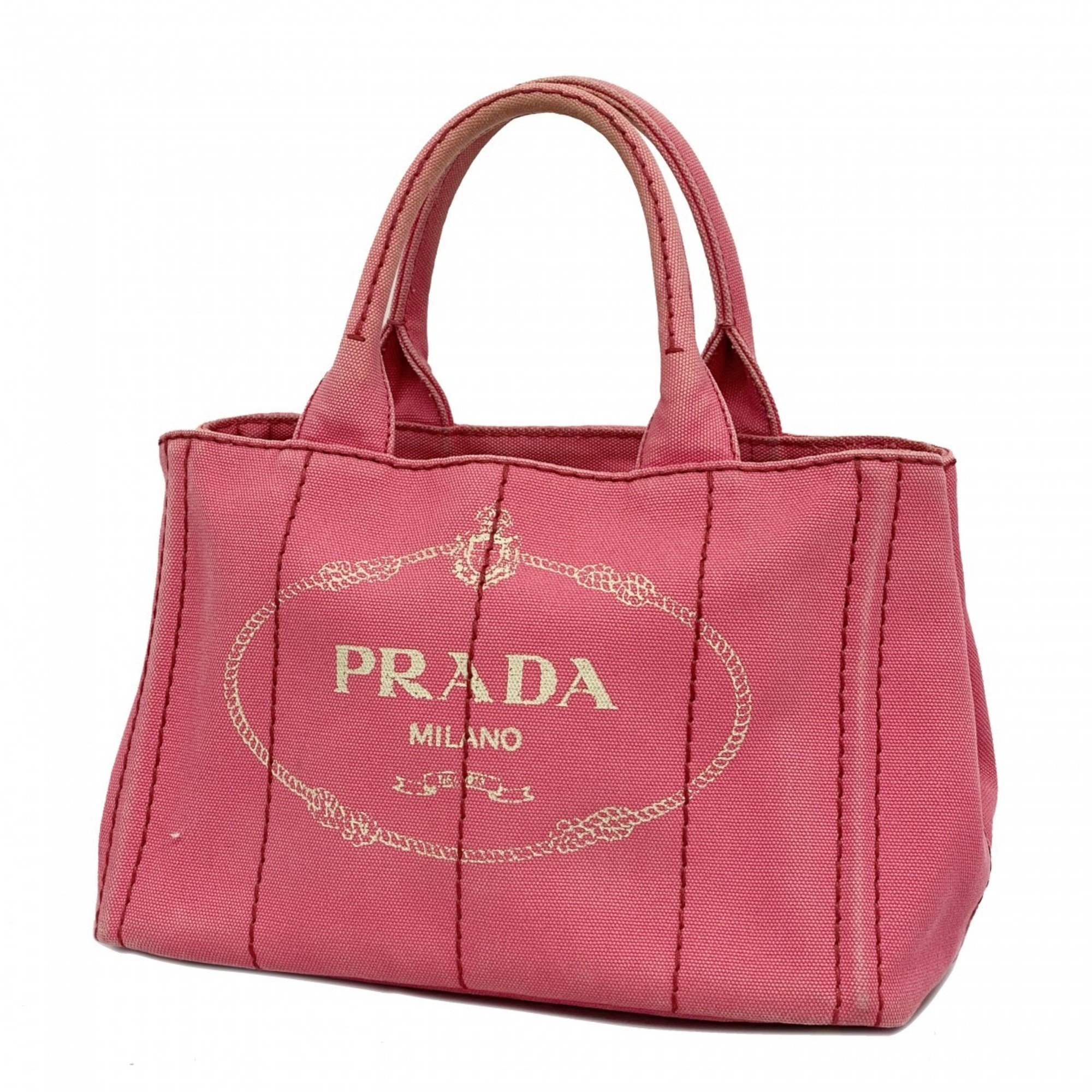 Prada Tote Bag Canapa Canvas Pink Women's