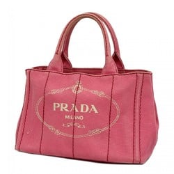 Prada Tote Bag Canapa Canvas Pink Women's