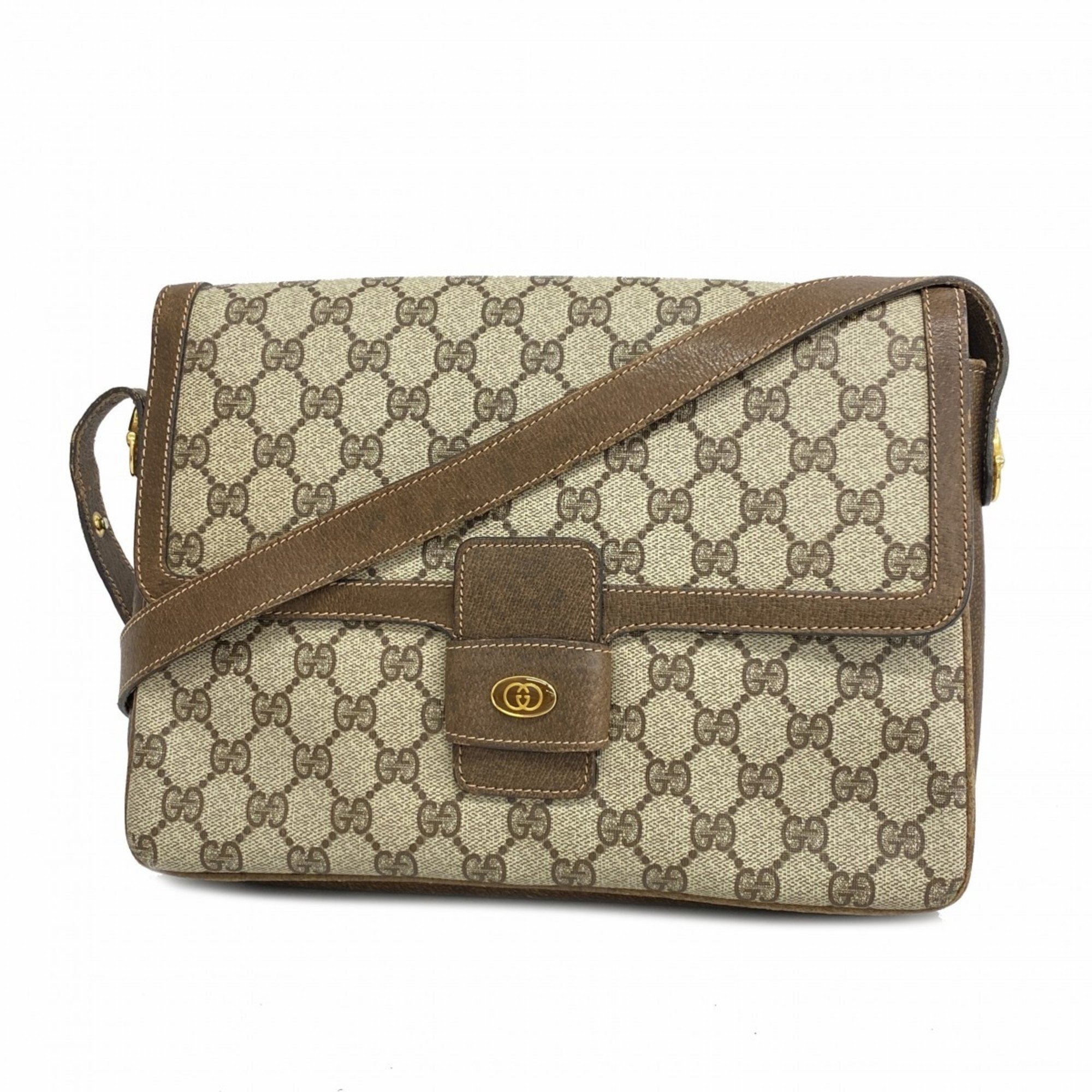 Gucci Shoulder Bag GG Supreme 14 01 4084 Brown Women's