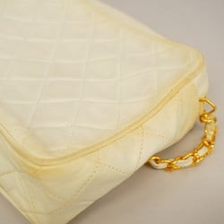 Chanel Shoulder Bag Matelasse Lambskin White Women's