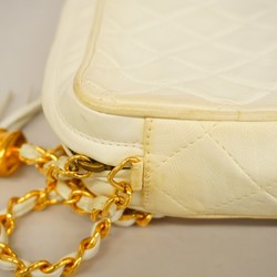 Chanel Shoulder Bag Matelasse Lambskin White Women's