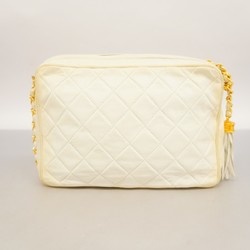 Chanel Shoulder Bag Matelasse Lambskin White Women's