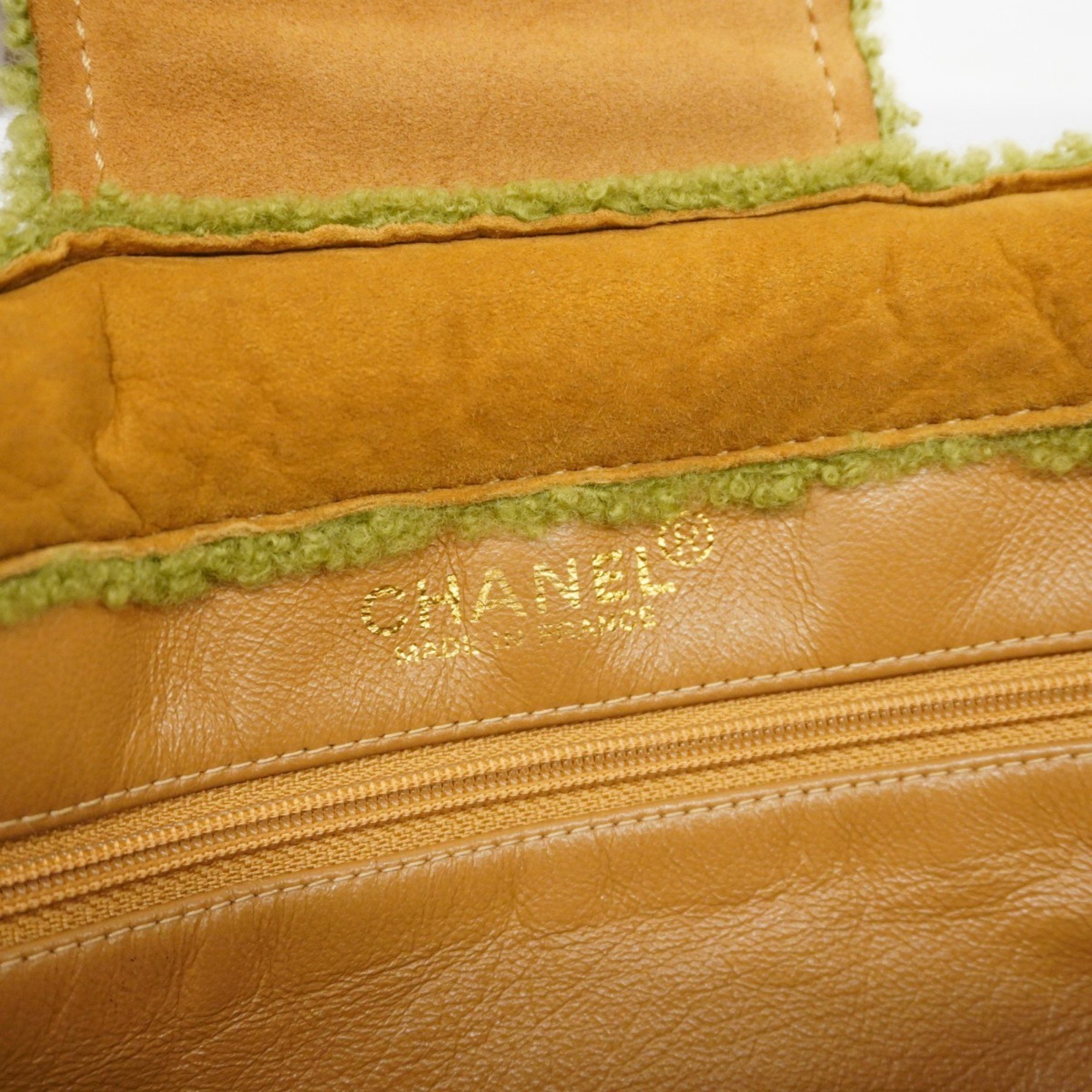 Chanel handbag, mouton, beige, green, ladies