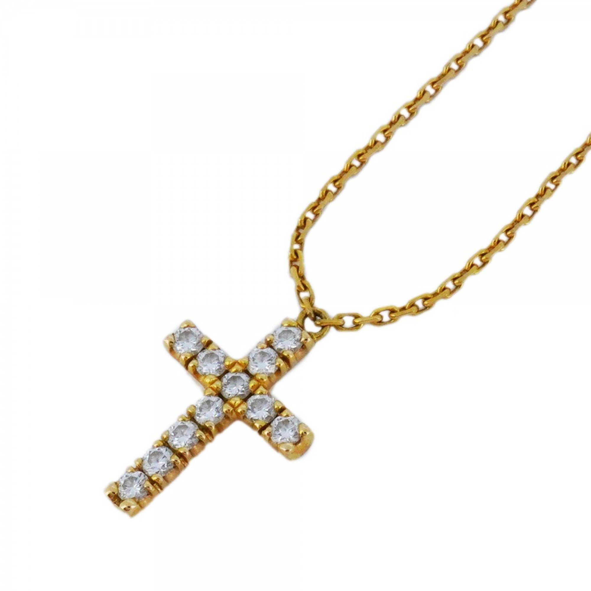 Cartier Necklace Symbol Cross Diamond K18YG Yellow Gold Ladies