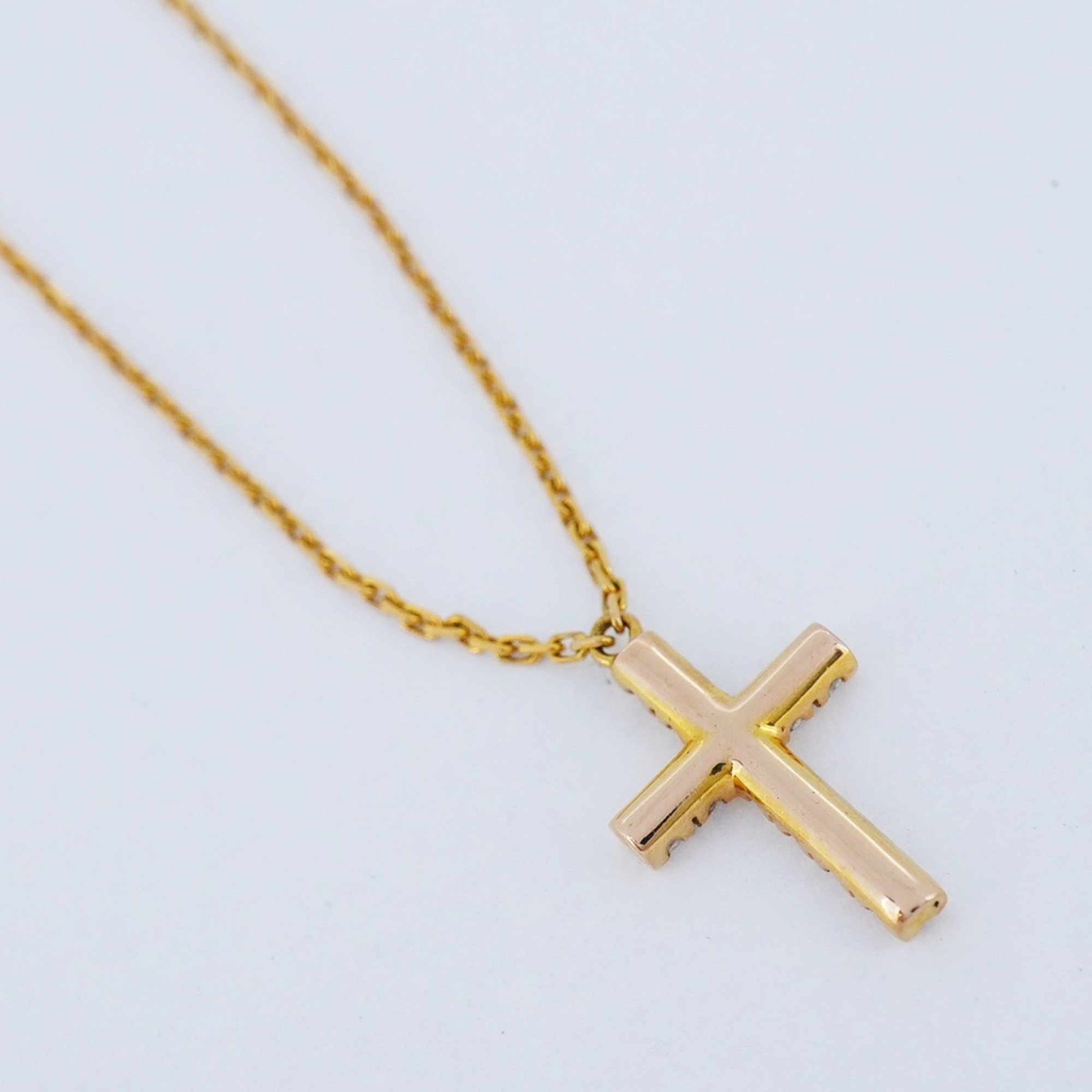 Cartier Necklace Symbol Cross Diamond K18YG Yellow Gold Ladies