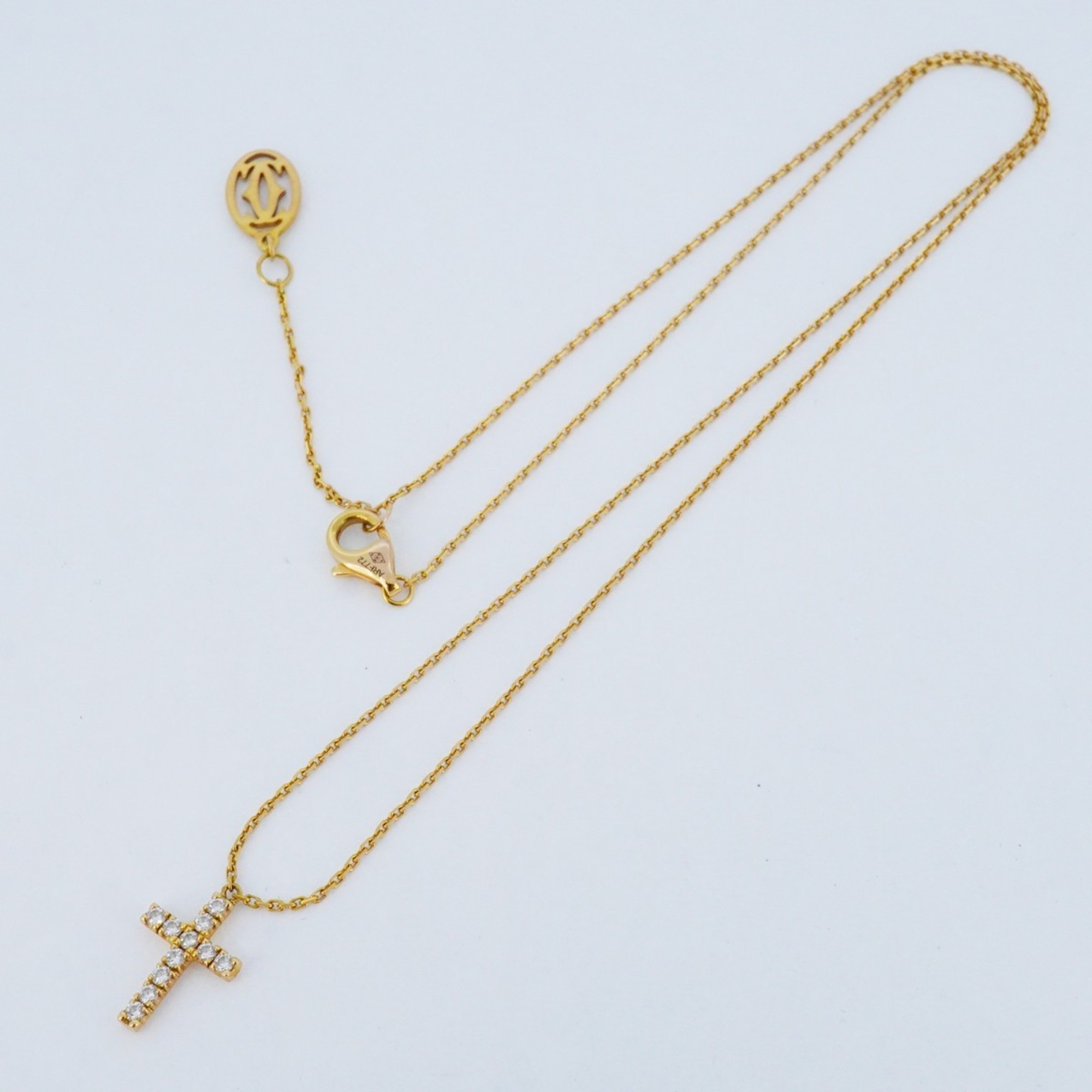 Cartier Necklace Symbol Cross Diamond K18YG Yellow Gold Ladies