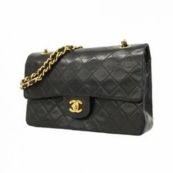 Chanel Shoulder Bag Matelasse Lambskin Black Women's