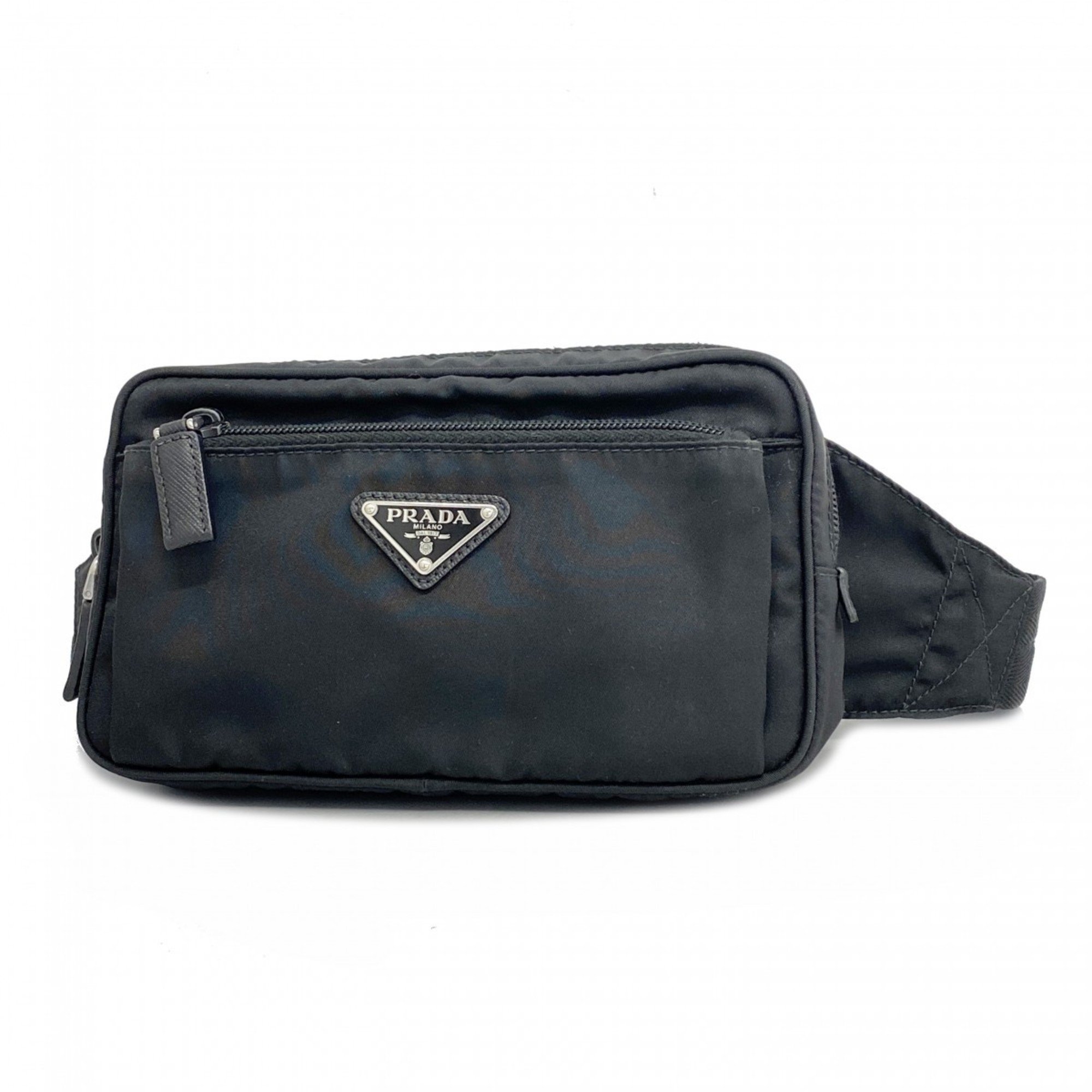 Prada Waist Bag Nylon Black Women's