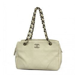 CHANEL Tote Bag Wild Stitch Caviar Skin White Women's