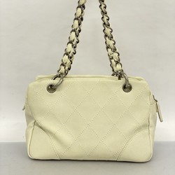 CHANEL Tote Bag Wild Stitch Caviar Skin White Women's