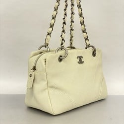 CHANEL Tote Bag Wild Stitch Caviar Skin White Women's