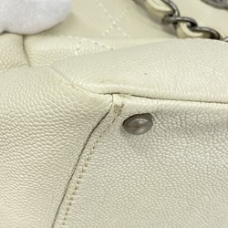 CHANEL Tote Bag Wild Stitch Caviar Skin White Women's