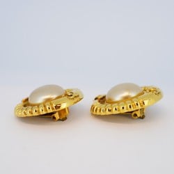 Chanel Earrings Coco Mark Circle Fake Pearl GP Plated Gold Ladies