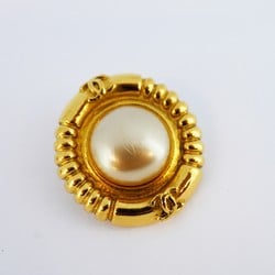 Chanel Earrings Coco Mark Circle Fake Pearl GP Plated Gold Ladies