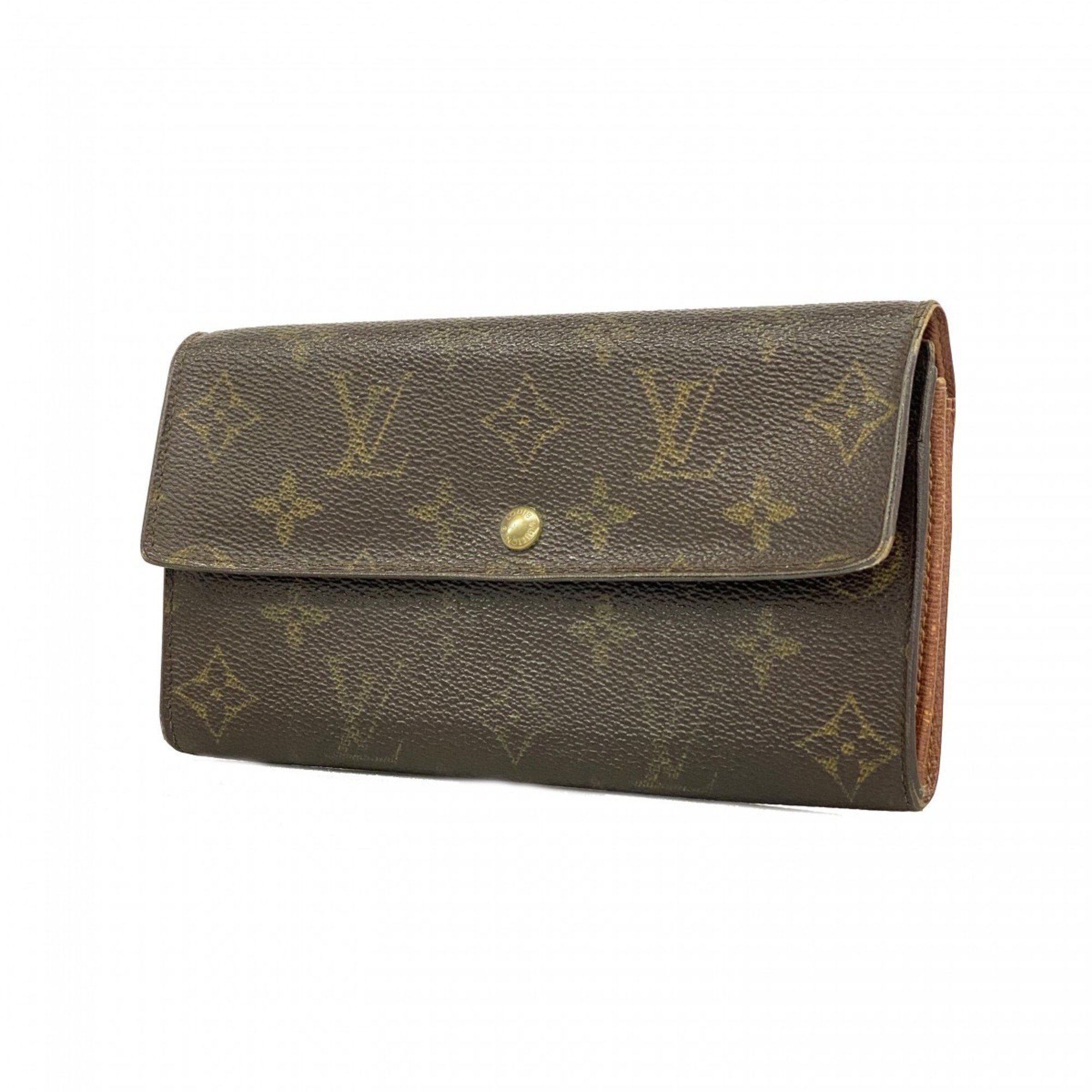 Louis Vuitton Long Wallet Monogram Porto Monnaie Credit M61725 Brown Ladies