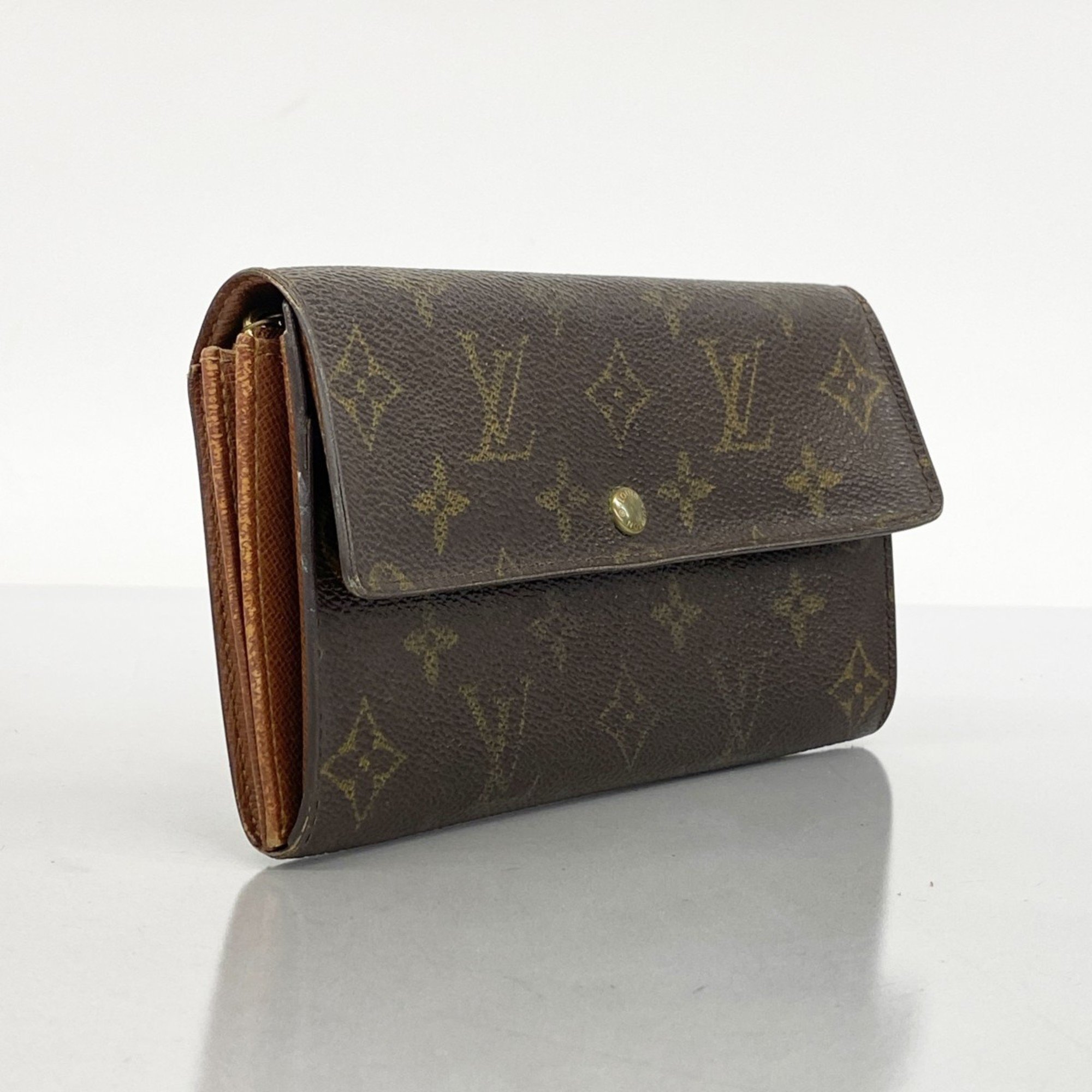 Louis Vuitton Long Wallet Monogram Porto Monnaie Credit M61725 Brown Ladies