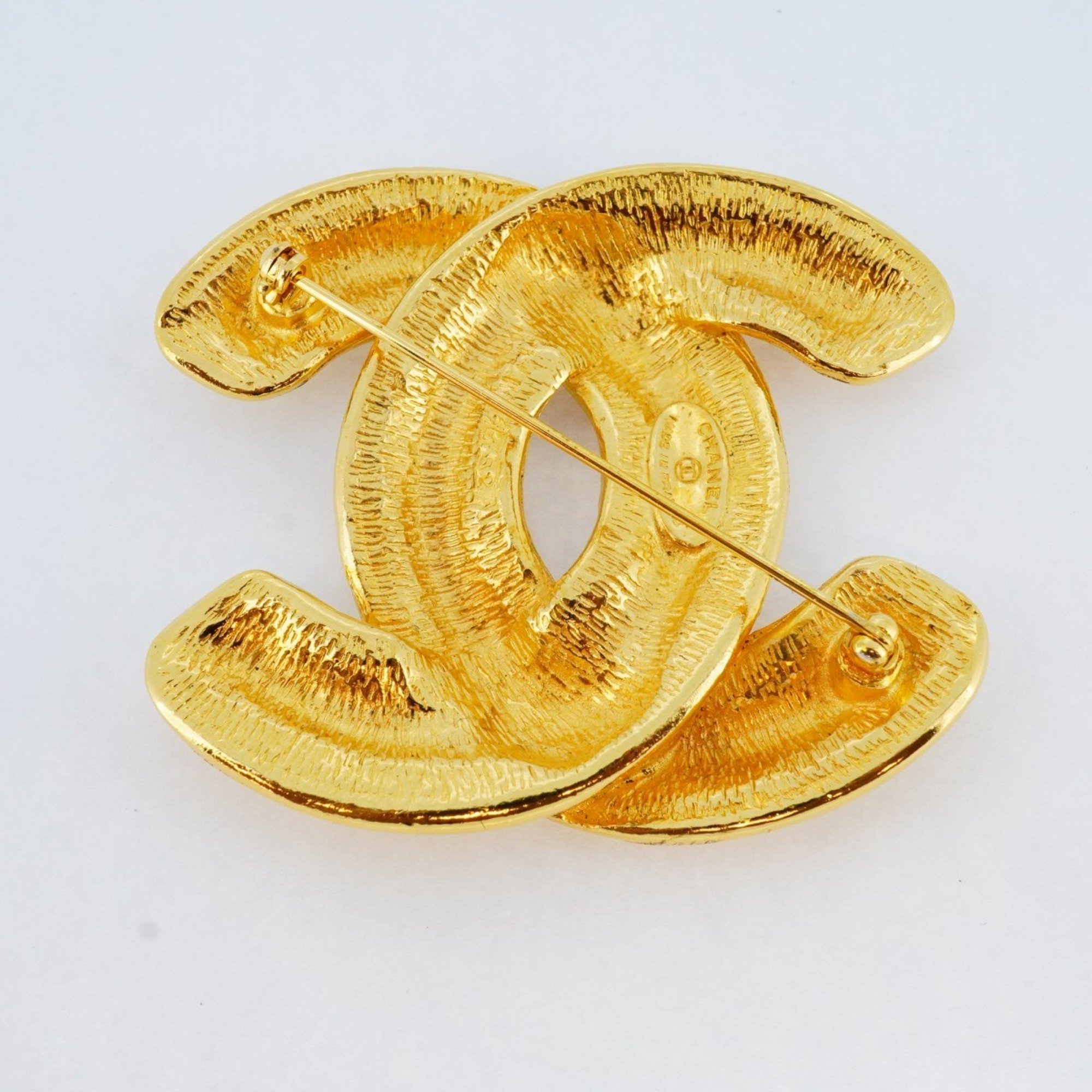 Chanel Brooch Coco Mark Matelasse GP Plated Gold Ladies