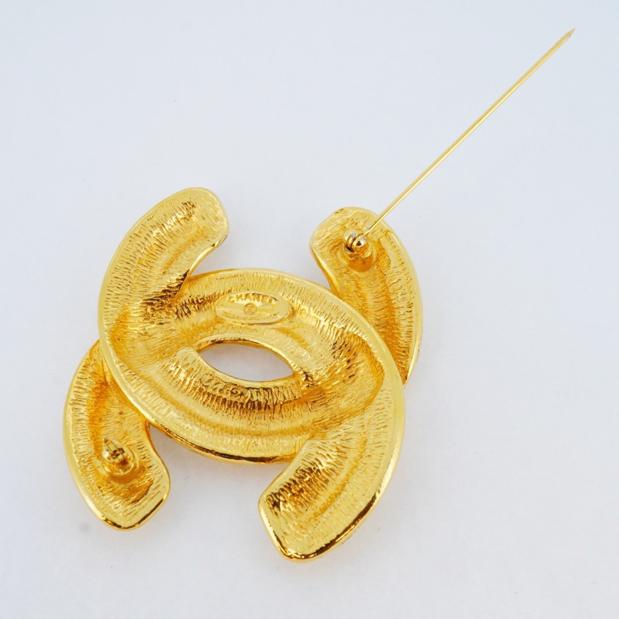 Chanel Brooch Coco Mark Matelasse GP Plated Gold Ladies