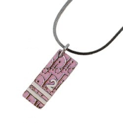 Christian Dior Necklace Trotter Plate Metal Silver Pink Ladies