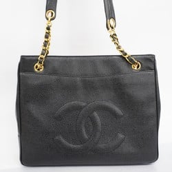 Chanel Shoulder Bag Caviar Skin Black Women's