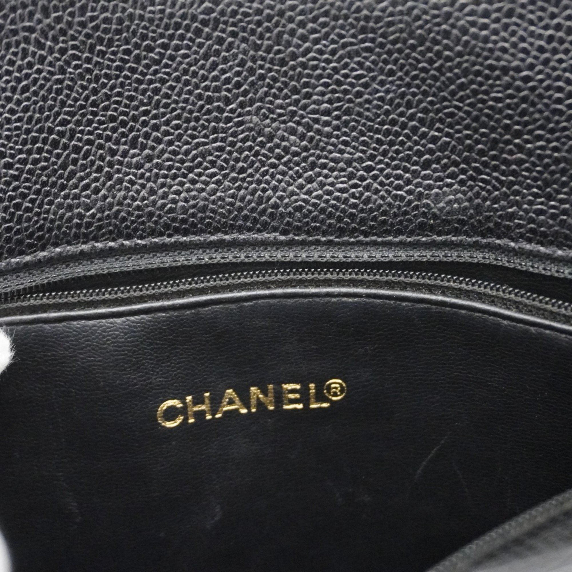 Chanel Shoulder Bag Caviar Skin Black Women's