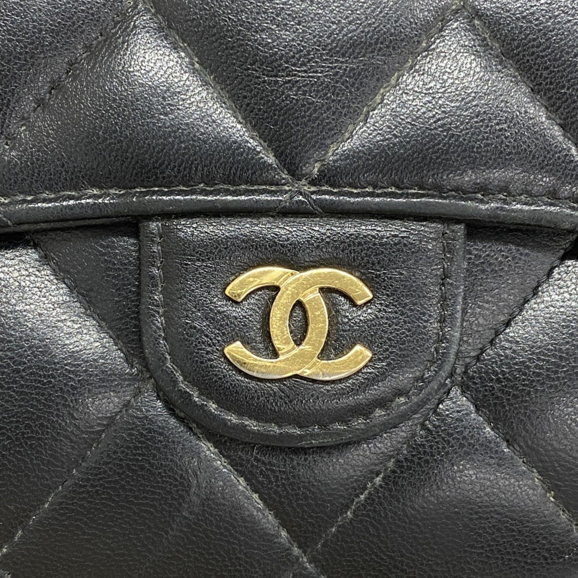 Chanel Long Wallet Matelasse Lambskin Black Women's