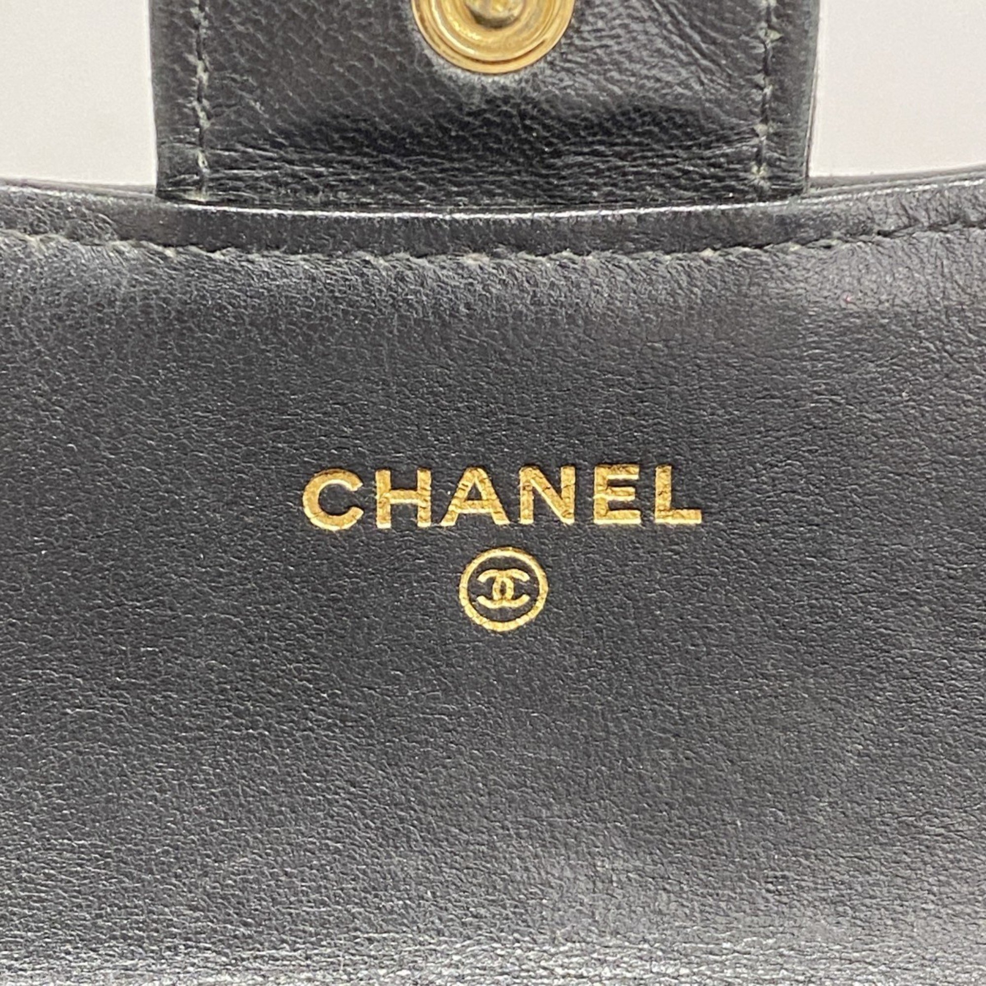 Chanel Long Wallet Matelasse Lambskin Black Women's