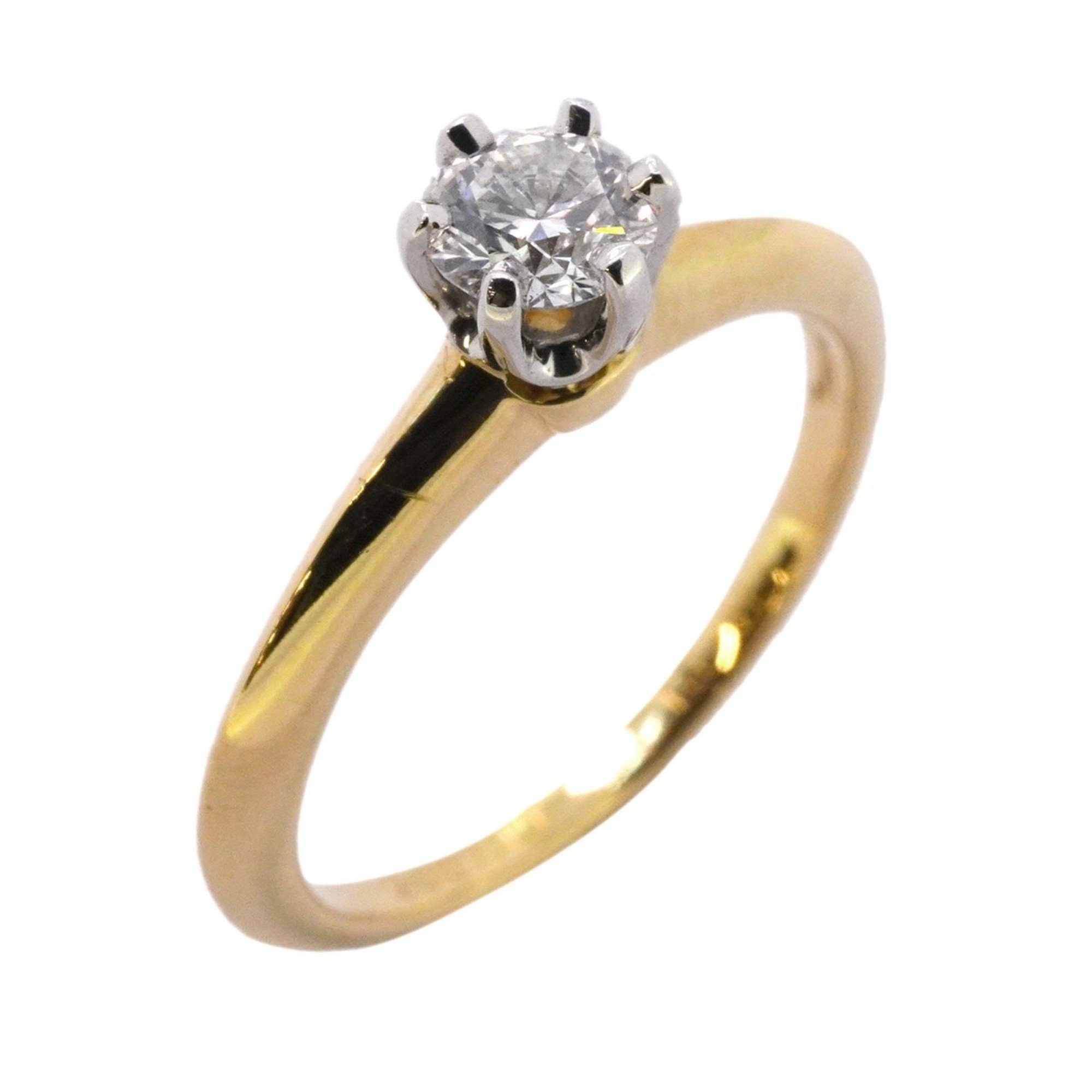 Tiffany ring solitaire 1PD diamond K18YG yellow gold Pt950 platinum 0.22ct size 4.5 ladies