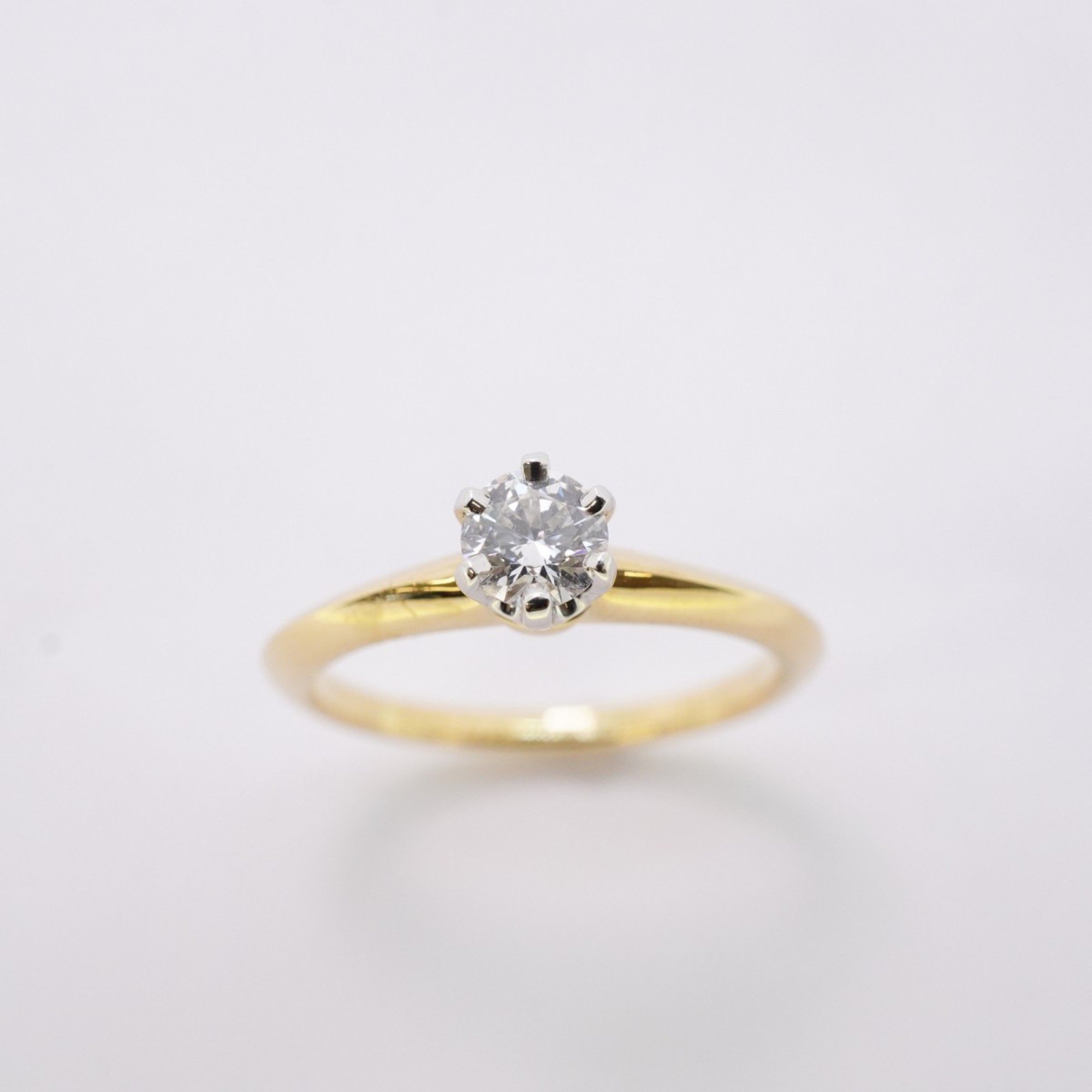 Tiffany ring solitaire 1PD diamond K18YG yellow gold Pt950 platinum 0.22ct size 4.5 ladies