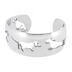 Hermes Bangle Dog Motif Metal Silver Men's Women's