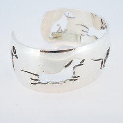 Hermes Bangle Dog Motif Metal Silver Men's Women's