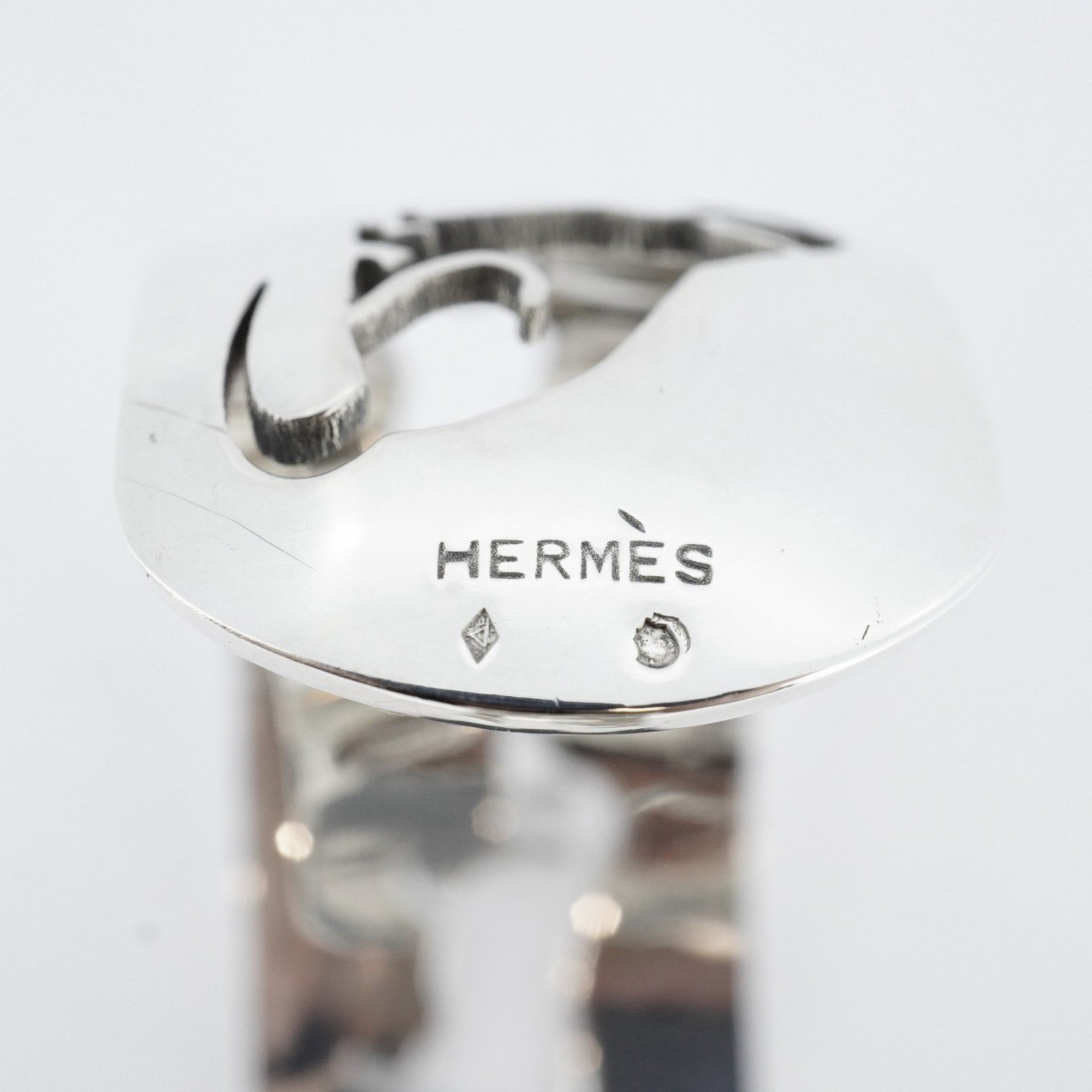 Hermes Bangle Dog Motif Metal Silver Men's Women's