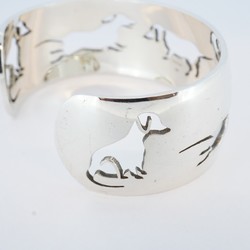 Hermes Bangle Dog Motif Metal Silver Men's Women's