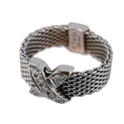 Tiffany Ring Signature Mesh Diamond K18WG White Gold Size 13 Ladies