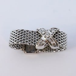 Tiffany Ring Signature Mesh Diamond K18WG White Gold Size 13 Ladies