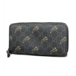 Gucci Long Wallet GG Supreme Tiger 575135 Black Men's