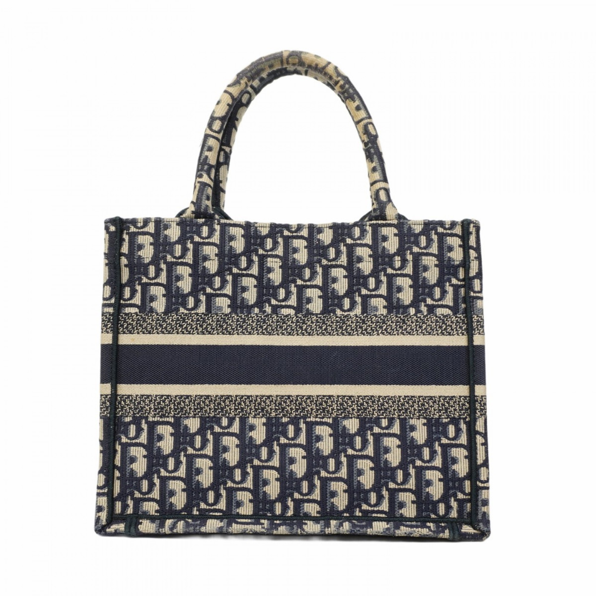 Christian Dior Tote Bag Trotter Book Small Canvas Navy Women's