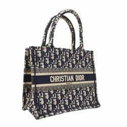 Christian Dior Tote Bag Trotter Book Small Canvas Navy Women's