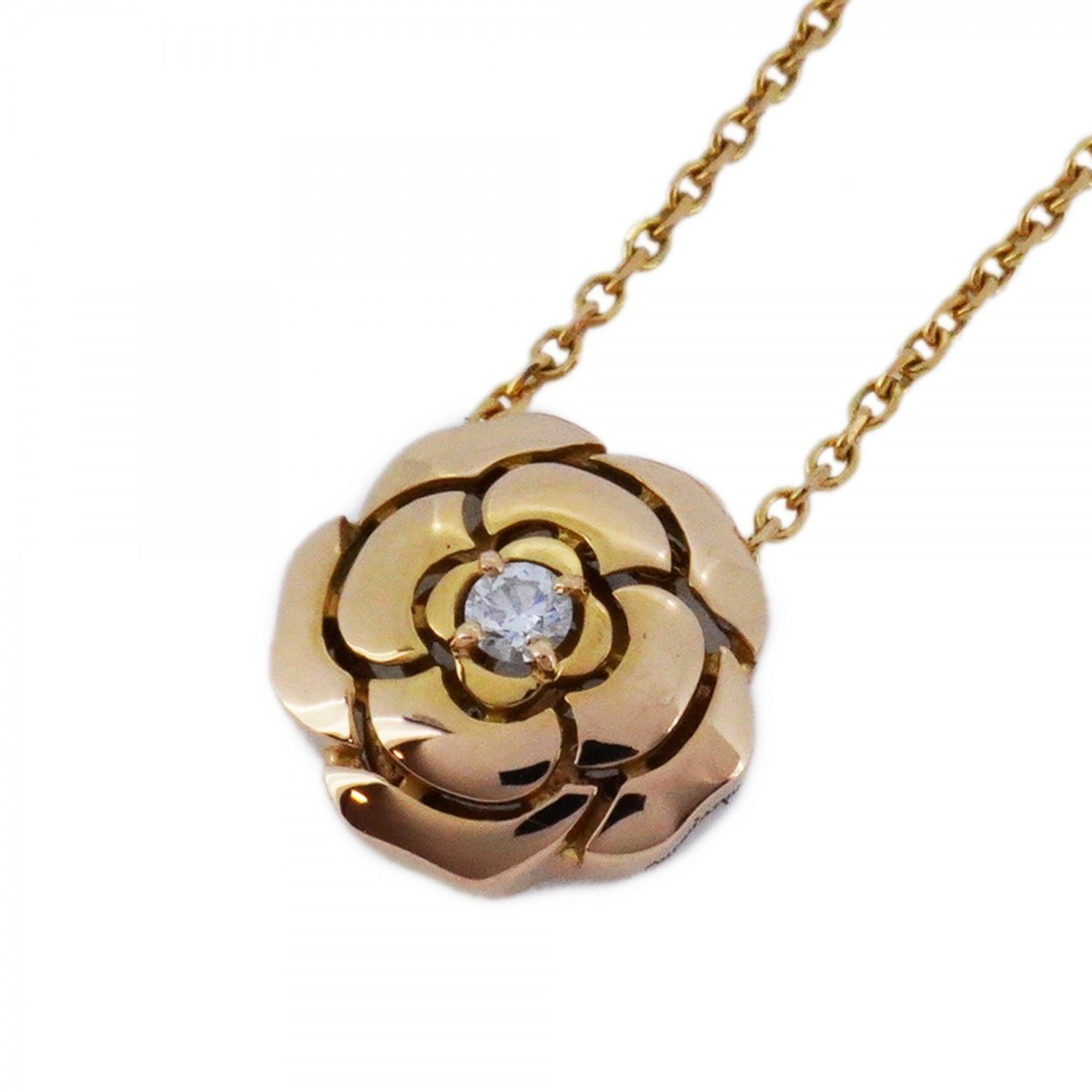 Chanel Necklace Camellia 1PD Diamond K18PG Pink Gold Ladies