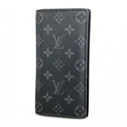 Louis Vuitton Long Wallet Monogram Eclipse Portefeuille Brazza M61697 Black Men's