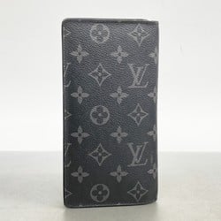 Louis Vuitton Long Wallet Monogram Eclipse Portefeuille Brazza M61697 Black Men's