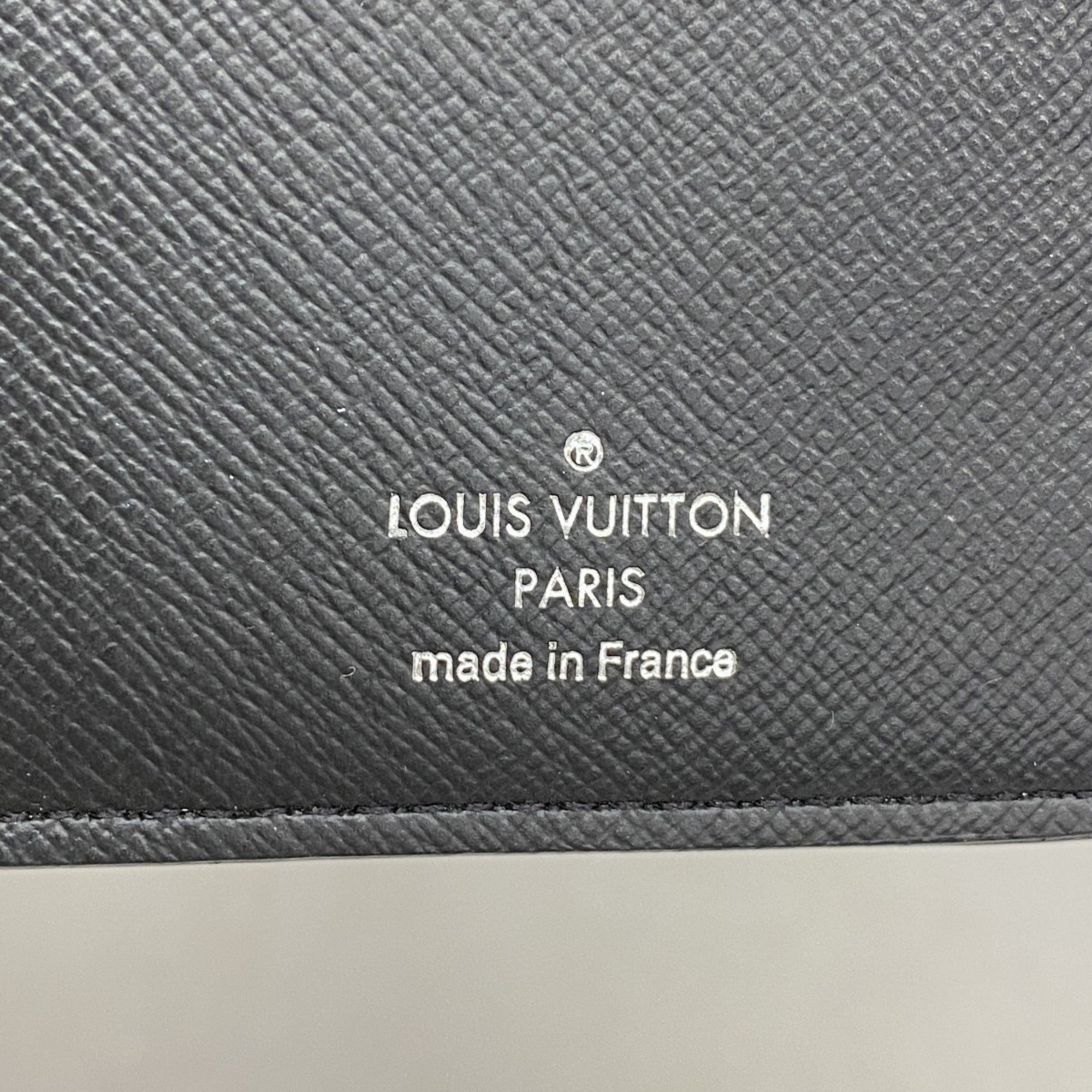 Louis Vuitton Long Wallet Monogram Eclipse Portefeuille Brazza M61697 Black Men's