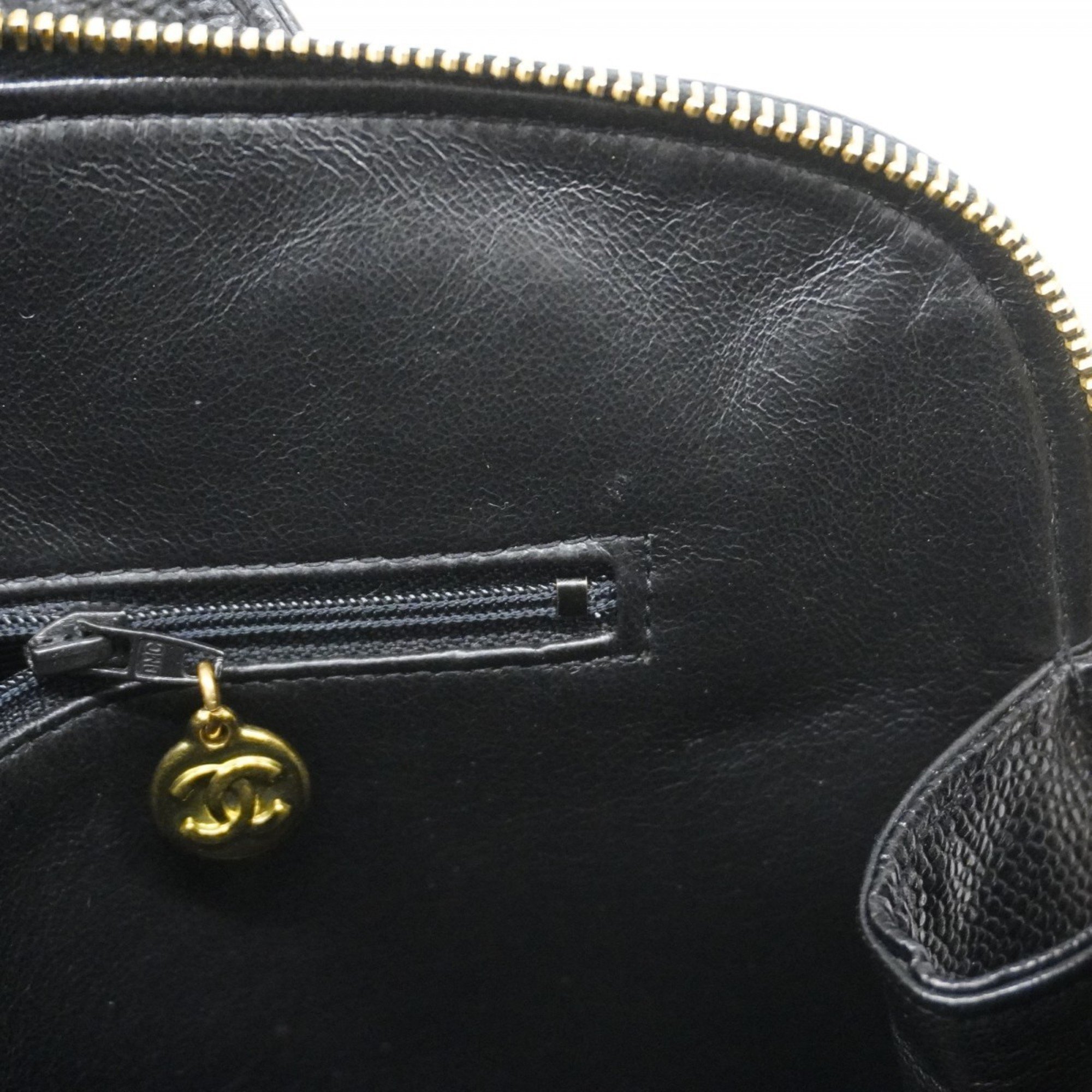 Chanel Shoulder Bag Caviar Skin Black Women's