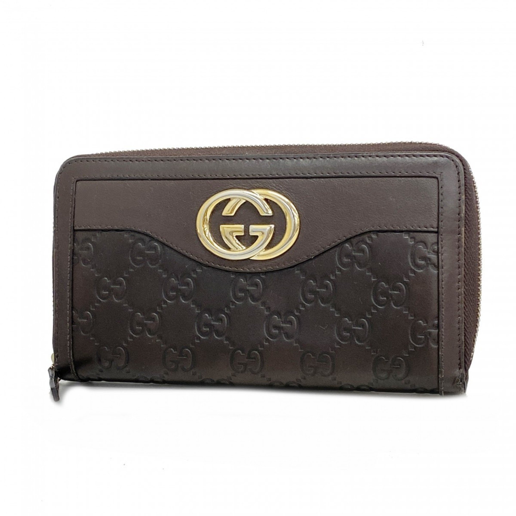 Gucci Long Wallet Guccissima 322325 Leather Brown Men's Women's