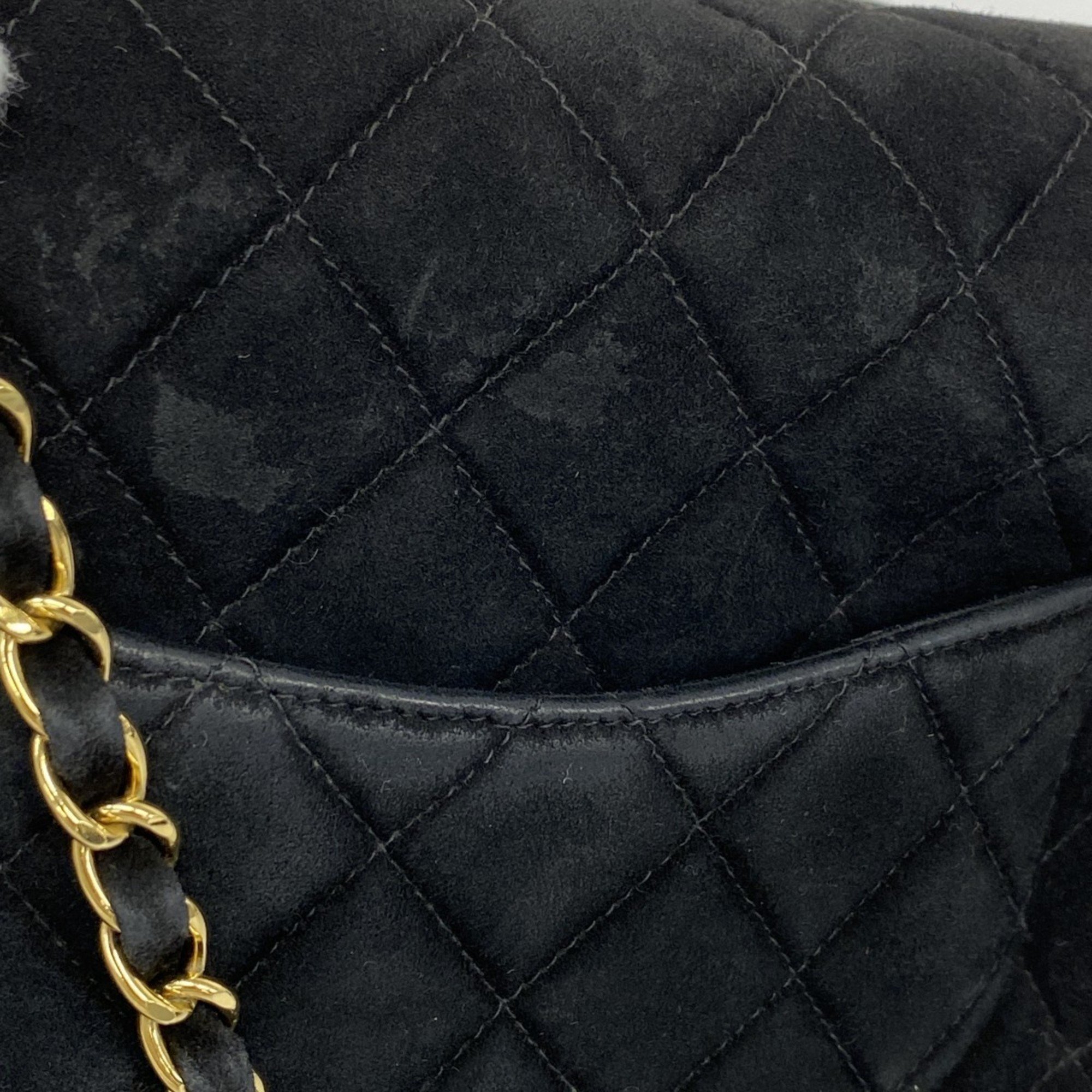 Chanel Shoulder Bag Matelasse Suede Black Women's