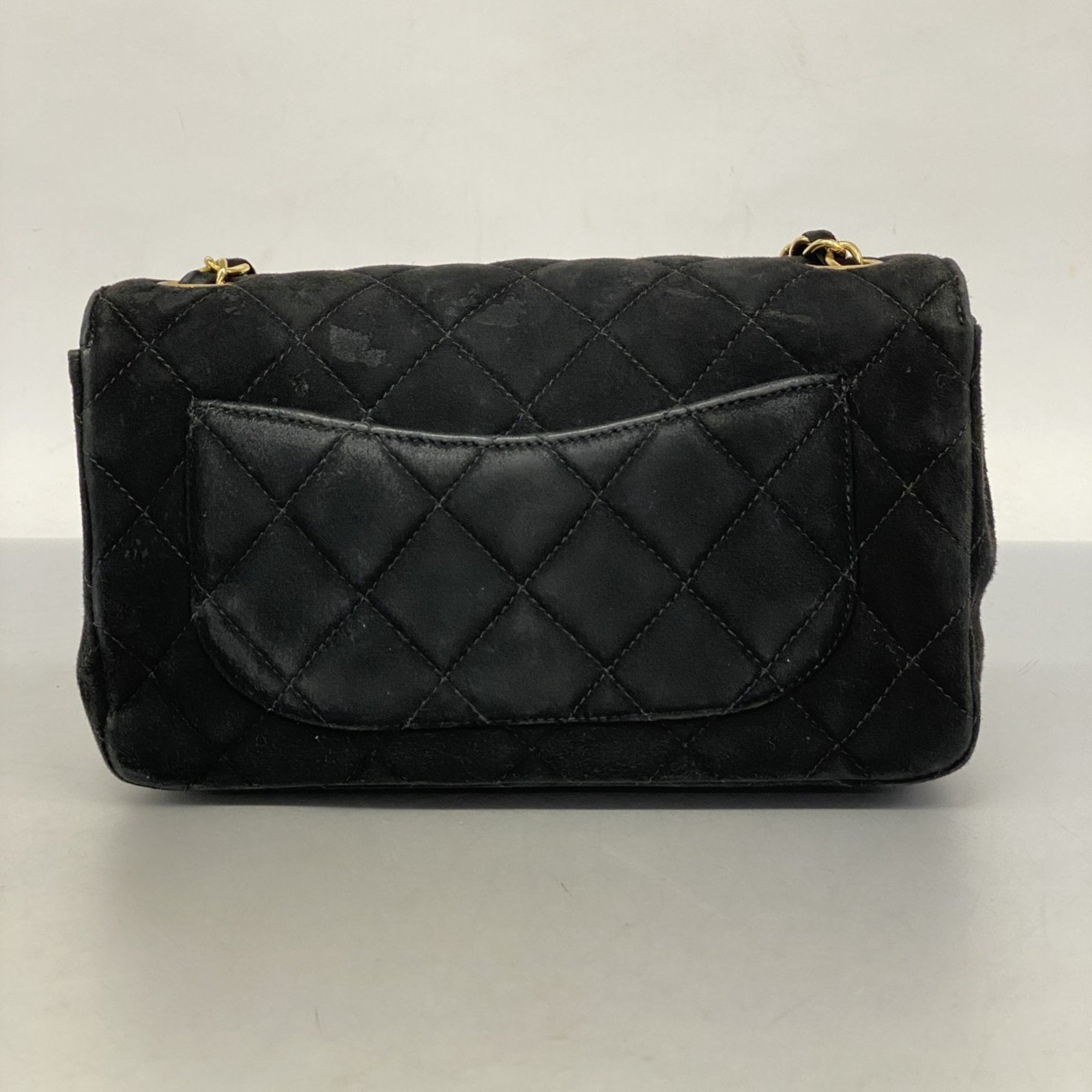 Chanel Shoulder Bag Matelasse Suede Black Women's